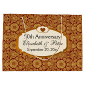 50e Jubileum bruiloft Jubileum Gold Damask Large Cadeautasje (Achterkant)