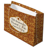 50e Jubileum bruiloft Jubileum Gold Damask Large Cadeautasje (Voorkant Gekanteld)