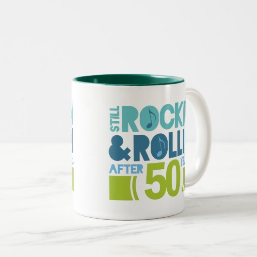 50e Jubileum bruiloft Tweekleurige Koffiemok (Voorkant rechts)