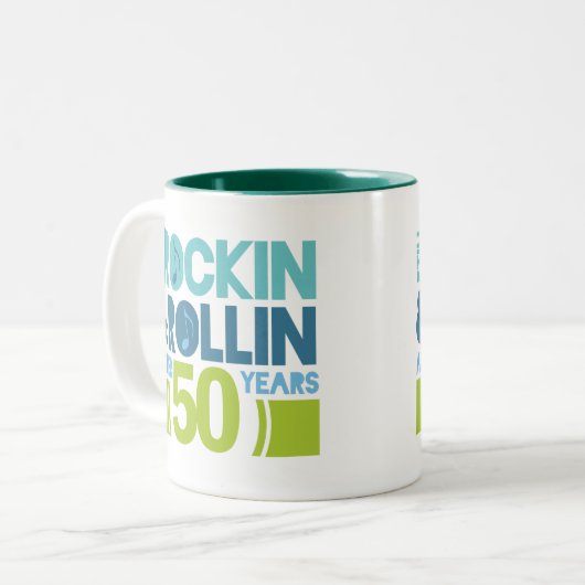 50e Jubileum bruiloft Tweekleurige Koffiemok (Voorkant links)