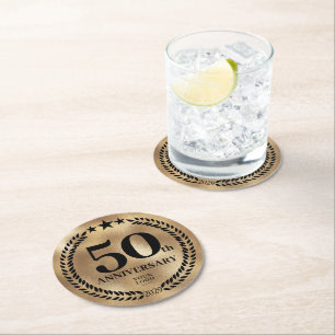 50e Jubileum Business Logo Gold Ronde Kartonnen Onderzetter
