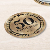 50e Jubileum Business Logo Gold Ronde Kartonnen Onderzetter (Gebogen)