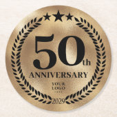 50e Jubileum Business Logo Gold Ronde Kartonnen Onderzetter (Voorkant)