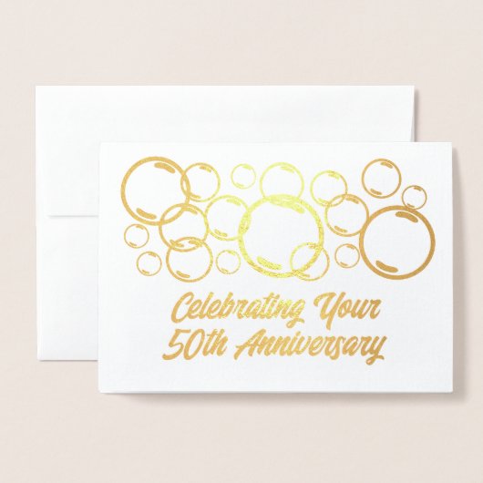 50e Jubileum Celebration Bubbles Folie Kaarten (Voorkant met envelop)