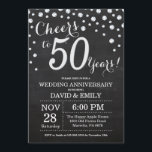 50e Jubileum Chalkboard Black Silver Kaart<br><div class="desc">50e Jubileum Chalkboard Black en Silver Invitation. Vijftig Jubileum. Chalkboard Black en Silver Glitter Diamond Background Zilveren Confetti. Volwassen verjaardag. Vrouw of Man Man Birthday Party. Voor verdere aanpassing,  te klikken gelieve de knoop "van de Aanpassing het"en ons ontwerphulpmiddel te gebruiken om deze sjabloon te wijzigen.</div>