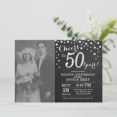 50e Jubileum Chalkboard Black Silver Kaart (Staand voorkant)