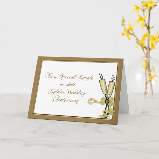 50e Jubileum Champagne gefeliciteerd Kaart (Gele Bloem)