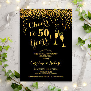 50e Jubileum - Cheers tot 50 jaar Gold Black Kaart