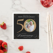 50e Jubileum Classy Black Gold Calligraphy Nap Servet (Insitu)