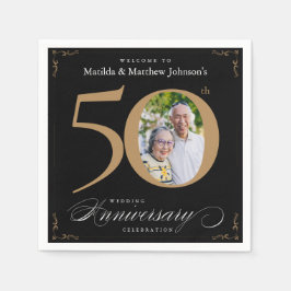 50e Jubileum Classy Black Gold Calligraphy Nap Servet