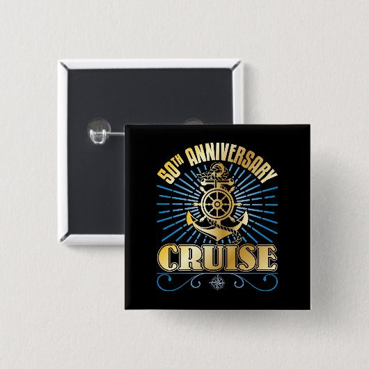 50e Jubileum cruise Vierkante Button 5,1 Cm (Voorkant /achterkant)