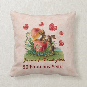 50e Jubileum Cute  Rabbits Kissing A05 Kussen