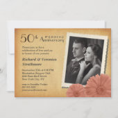 50e Jubileum  Daisy Foto-uitnodigingen Kaart (Voorkant)