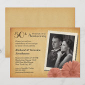 50e Jubileum  Daisy Foto-uitnodigingen Kaart (Voorkant / Achterkant)