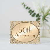 50e Jubileum  Damask-Briefkaarten Uitnodiging Briefkaart (Staand voorkant)