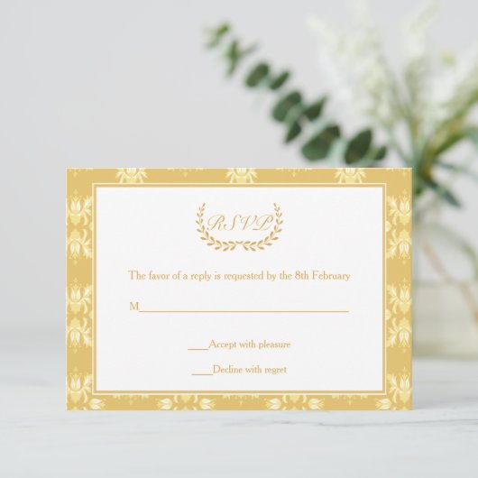 50e Jubileum Damask RSVP-kaart RSVP Kaartje (Staand voorkant)