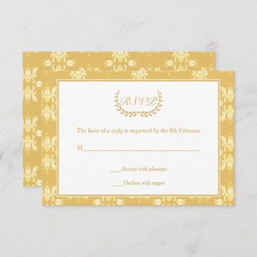 50e Jubileum Damask RSVP-kaart RSVP Kaartje (Voorkant / Achterkant)