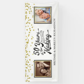 50e Jubileum Dan & nu Foto's Gold Confetti Spandoek (Verticaal)