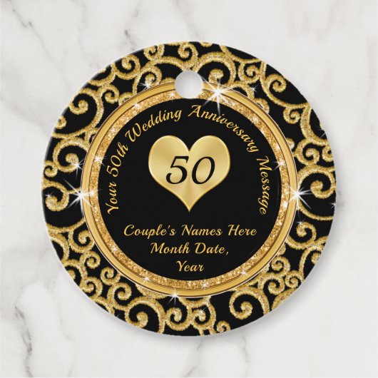 50e Jubileum Dank u Labels voor Party Favors (Voorkant)