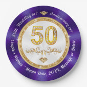 50e Jubileum Dessert Borden of Diner 9 inch, Papieren Bordje (Voorkant)