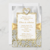 50e Jubileum diamant Heart Gold Bow Floral Kaart (Achterkant)