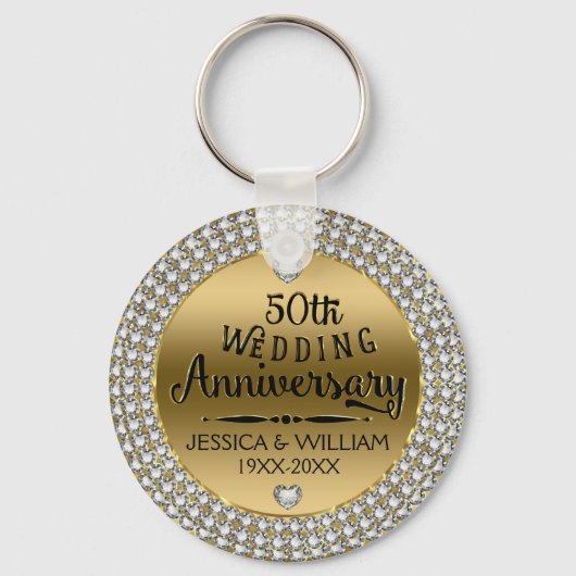 50e Jubileum diamanten en goud Sleutelhanger (Voorkant)