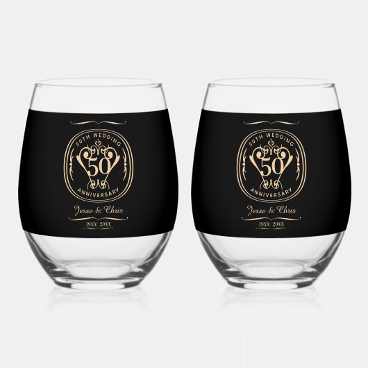 50e Jubileum Drinkware Set Wijnglas Zonder Voet (Voorkant)