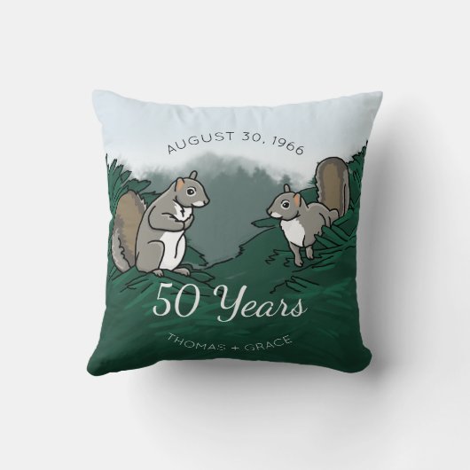 50e Jubileum-eekhoorns Kussen (Achterkant)