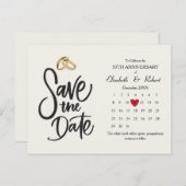 50e Jubileum Eenvoudige bruiloft De Datumkalender Aankondigingskaart (Voorkant / Achterkant)