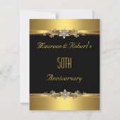 50e Jubileum Elegant Black gold Kaart (Voorkant)