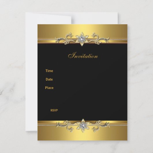 50e Jubileum Elegant Black gold Kaart (Achterkant)