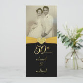 50e Jubileum - Elegant foto-uitnodigingen Kaart (Staand voorkant)