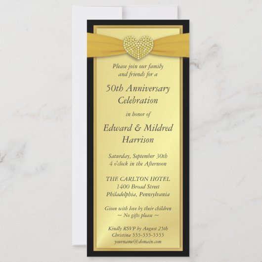 50e Jubileum - Elegant foto-uitnodigingen Kaart (Achterkant)