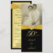 50e Jubileum - Elegant foto-uitnodigingen Kaart (Voorkant / Achterkant)