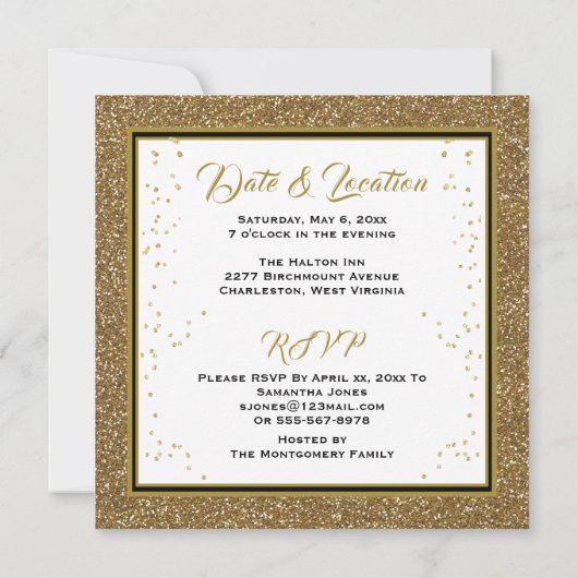 50e Jubileum Elegant Gold Invitation Kaart (Achterkant)