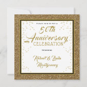 50e Jubileum Elegant Gold Invitation Kaart (Voorkant)