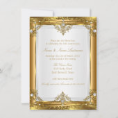 50e Jubileum Elegant Gold White Pearl Golden Kaart (Achterkant)