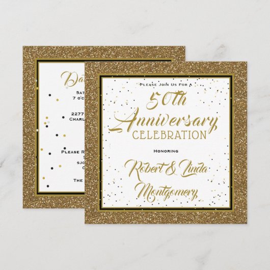 50e Jubileum Elegant Goud Kaart (Voorkant / Achterkant)