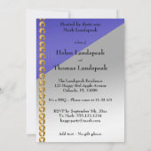 50e Jubileum elegant goudbruin & Blue Invita Kaart (Achterkant)