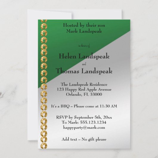 50e Jubileum elegant goudbruin & groene uitvinding Kaart (Achterkant)