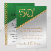 50e Jubileum elegant goudbruin & groene uitvinding Kaart (Voorkant / Achterkant)