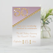 50e Jubileum elegant goudbruin & lichtroze Kaart (Staand voorkant)