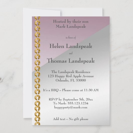 50e Jubileum elegant goudbruin & lichtroze Kaart (Achterkant)