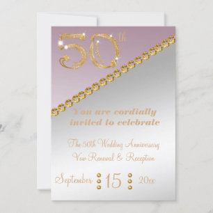 50e Jubileum elegant goudbruin & lichtroze Kaart