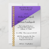 50e Jubileum elegant goudbruin & Paarse Invi Kaart (Achterkant)