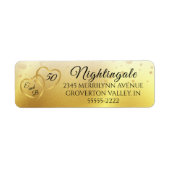 50e Jubileum Elegant Hearts Monogram Gold Etiket (Voorkant)