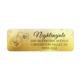 50e Jubileum Elegant Hearts Monogram Gold Etiket