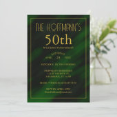 50E Jubileum | Elegant smaragdgroen goud Kaart (Staand voorkant)