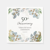 50e Jubileum Eucalyptus Greenery Napkins Servet (Voorkant)