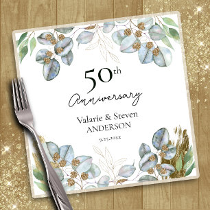 50e Jubileum Eucalyptus Greenery Napkins Servet